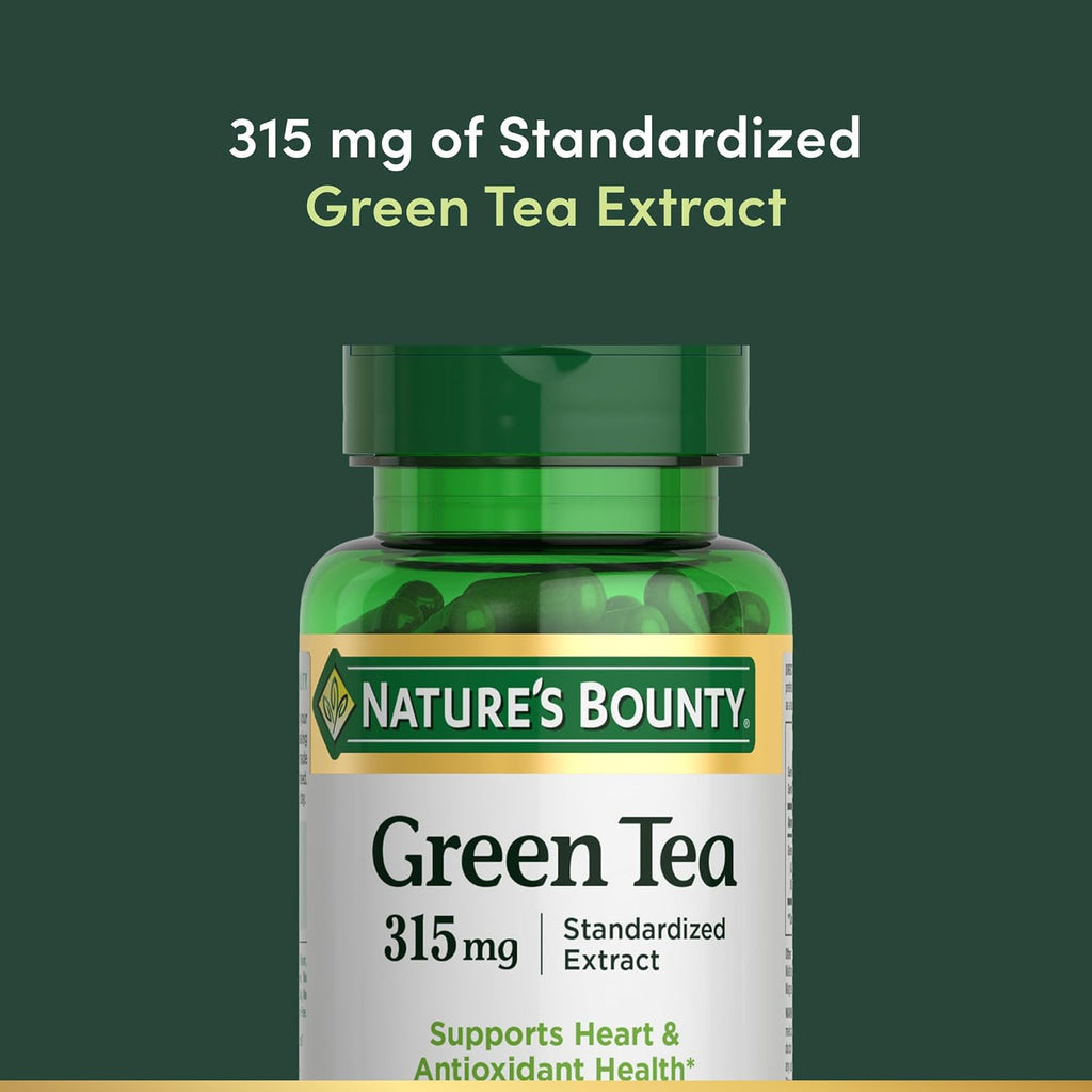 Nature's Bounty Green Tea Pills and Herbal Health Supplement, Supports Heart and Antioxidant Health, 315mg, 100 Capsules