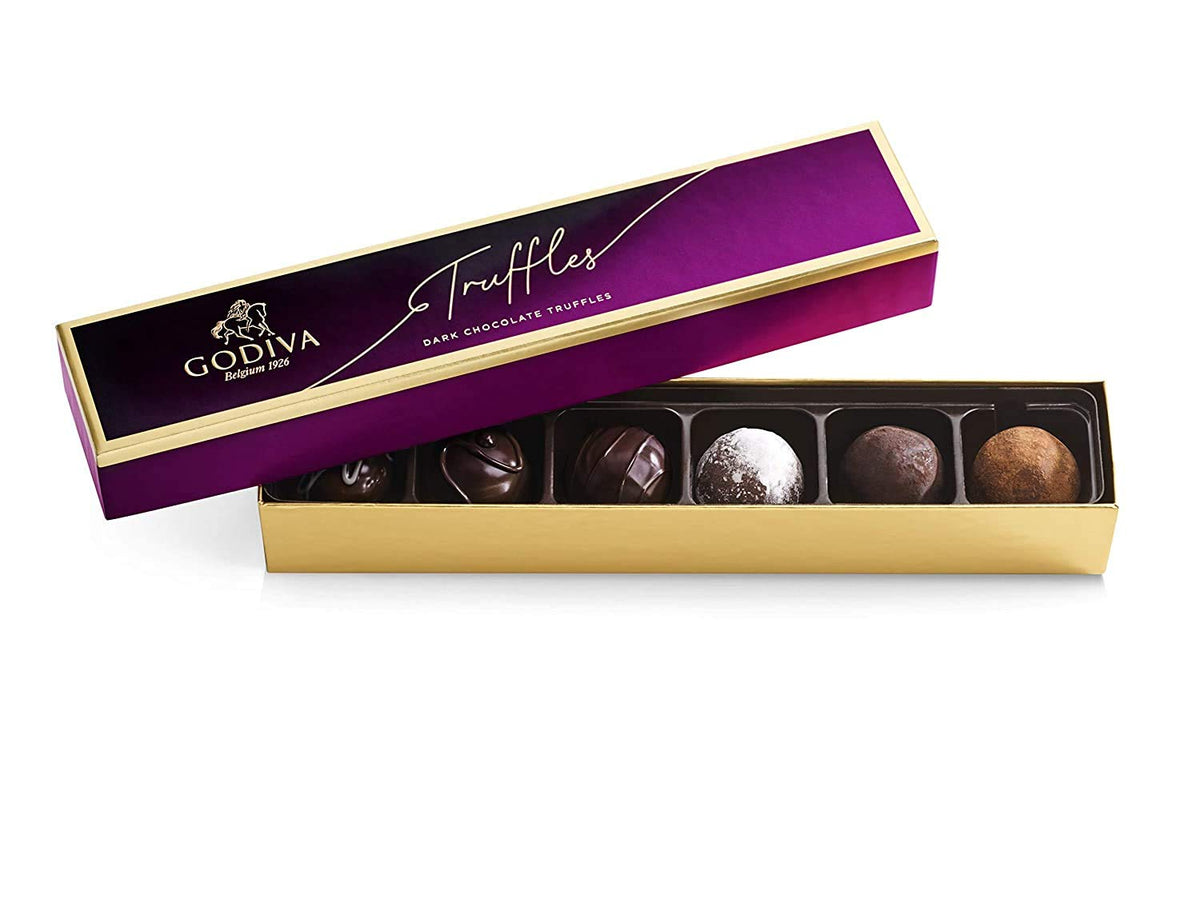 Godiva Chocolatier Assorted Dark Chocolate Truffle Gift Box for Birthday, Thank You, Anniversary, Congratulations Gift Basket Gourmet Candy with Creamy Ganache in Dark Chocolate, 12pc