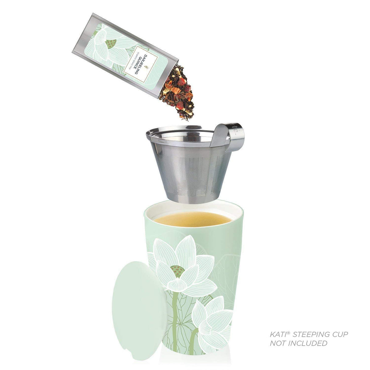 Tea Forte Lotus Single Steeps Loose Leaf Premium Tea Gift Set Sampler, 15 Count 3 of Each Assorted Blends, Pre-Portioned Single Serve Pouches, Steeps 12 oz