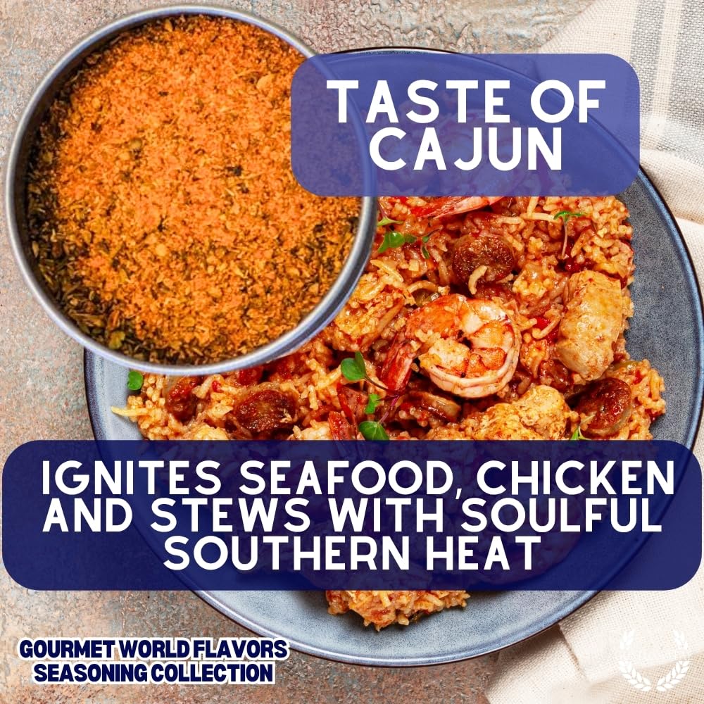 Gourmet World Flavors Seasoning Collection | Non GMO Verified | 6 Magnetic Tins | Spice Blends | Crafted in Small Batches by Gustus Vitae | #68