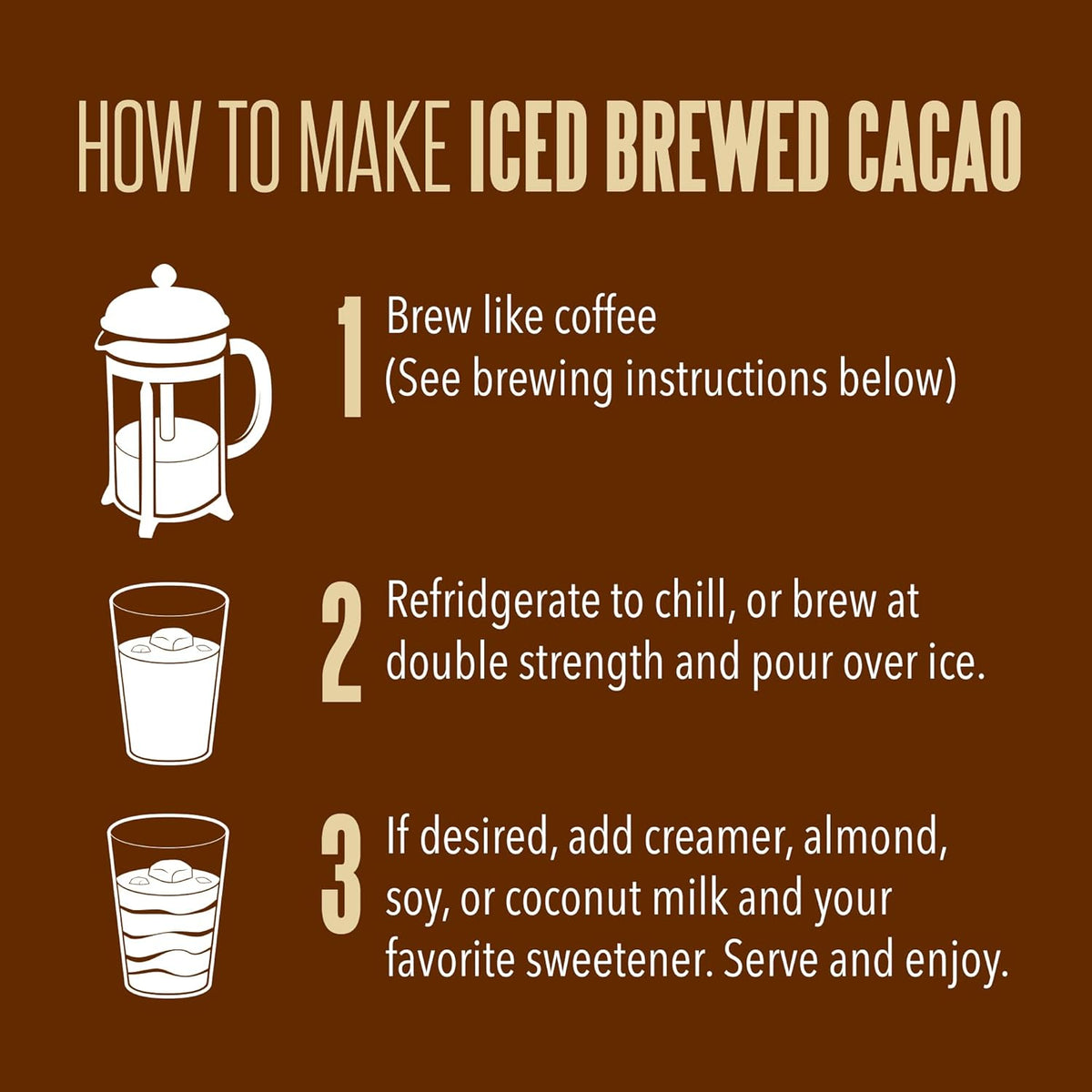 Crio Bru Brewed Cacao Double Chocolate Light Roast - Coffee Alternative Natural Healthy Drink | 100% Pure Ground Cacao Beans | 99.99% Caffeine Free, Keto, Low Carb, Paleo, Brew And Enjoy Hot or Iced (10oz)