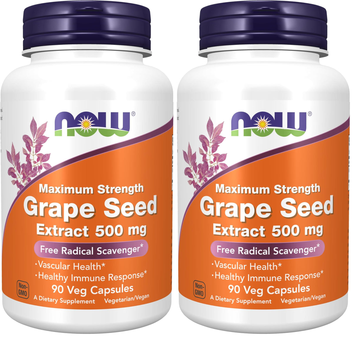 Now Supplements, Grape Seed Extract, Maximum Strength 500 mg (a Highly Concentrated Extract with a Minimum of 90% Polyphenols), 90 Veg Capsules