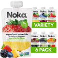 Noka Superfood Fruit Smoothie Pouches Variety Pack, Healthy Snacks with Flax Seed, Plant Protein and Prebiotic Fiber, Vegan and Gluten Free Snacks, Made in USA, Organic Squeeze Pouch, 4.22 oz, 12 Count